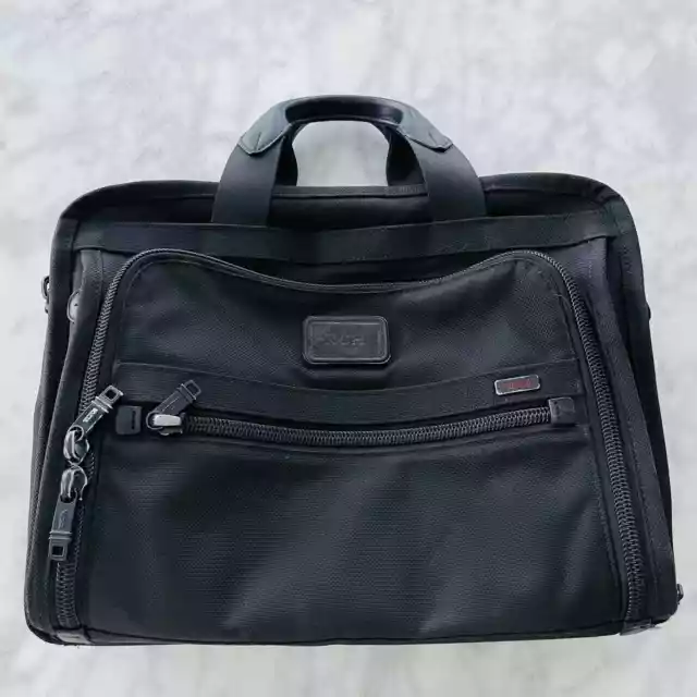 Tumi Alpha Organizer Brief Bag Black Ballistic Nylon Travel Laptop Case Carry-On