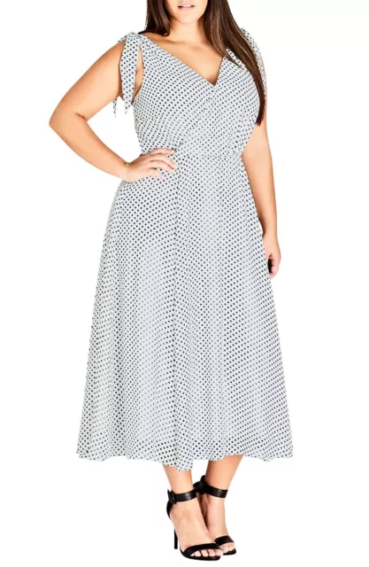 City Chic Alika Dot Fit & Flare Dress (Plus Size) 22 XL