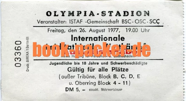 Alte Eintrittskarte: ISTAF Internationale Leichtathletik-Wettkämpfe Berlin 1977