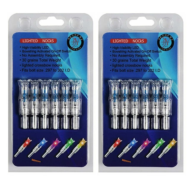 2 Packs (6Pcs/Pack) Blue Crossbow Arrow Lighted Nocks Fits Bolts Size 297-302
