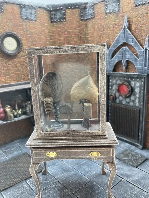 Wooden display stand filled with fossils - Hamish McDuncle collection-12th scale