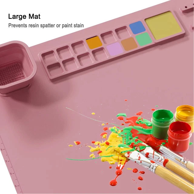 The Online Falcon Silicone Craft Mat — 20x16 Inch With Detachable Cup, Paint Dividers, Ruler & Brush Holder For Painting, Clay & DIY