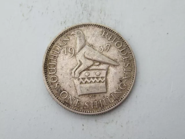 1937 SOUTHERN RHODESIA One Shilling Collectable Grade Sterling Silver