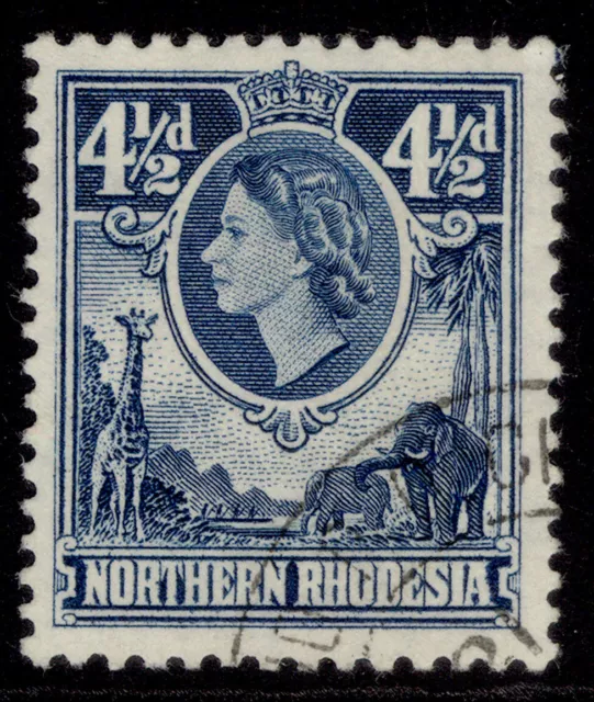 NORTHERN RHODESIA QEII SG67, 4½d deep blue, FINE USED.