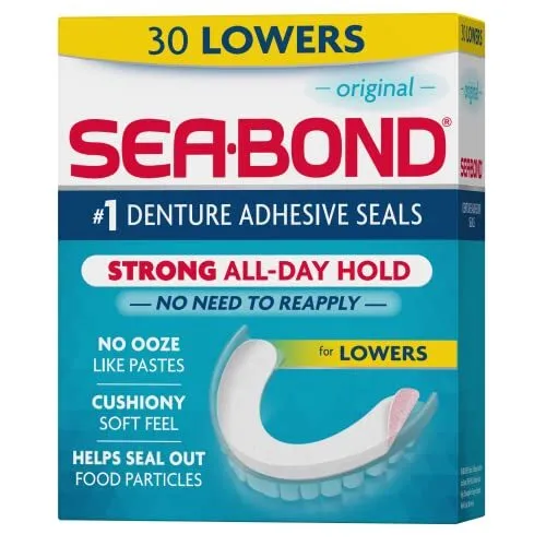 Sea Bond Secure Denture Adhesive Seals Original Lowers -Free All-Day-Hold Mes...
