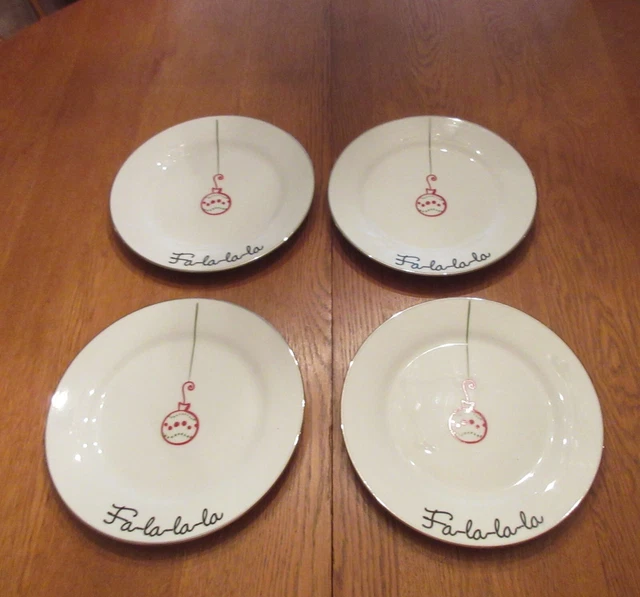 “TIS THE SEASON” St. Nicholas Square Round 4 Salad Plates- 8 1/4” NWT