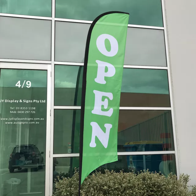 3.5m Green Open  Replacement Flag / Outdoor Sign Banner (without Pole/Base)