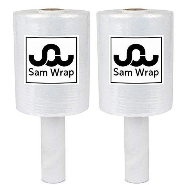 Sam Wrap (R) Stretch Wrap 5" x 1000' Roll with Handle, 80 Gauge Extra Thick D...