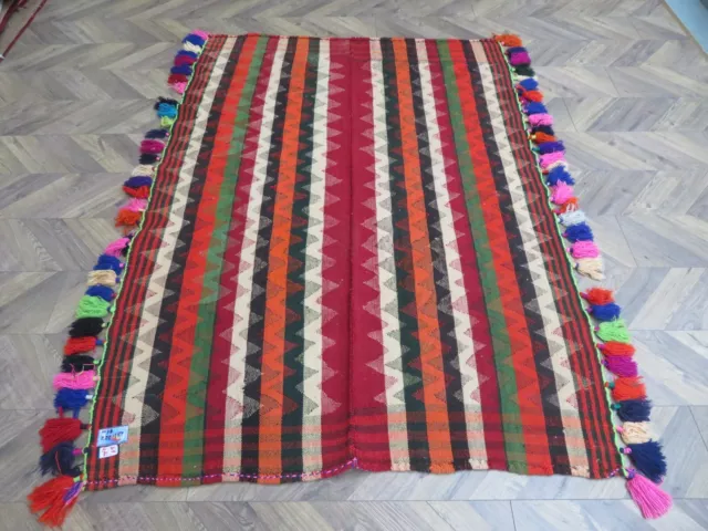 A SPLENDID OLD HANDMADE TRADITIONAL AZERBAIJAN ORIENTAL KILIM  (222 x 147 cm)+