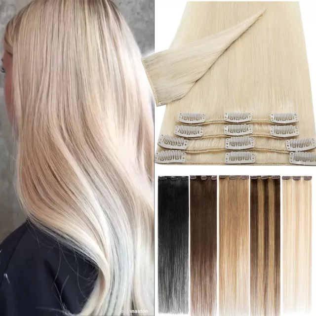 Extensions De Cheveux Humains À Clips 100% Naturels Hair 8 Bandes TÊTE COMPLETE