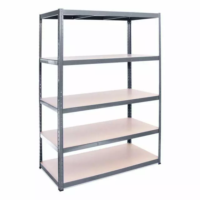 Grey 5 tier heavy duty metal garage shelving boltless storage racking in 2 sizes