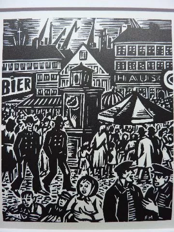 FRANS MASEREEL - Original Holzschnitt v.1966 "Hamburg" !!