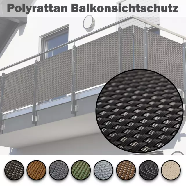 Balkon-Sichtschutz Zaunsichtschutz Polyrattan auf Maß 1 - 20 m L x 60 - 120 cm H