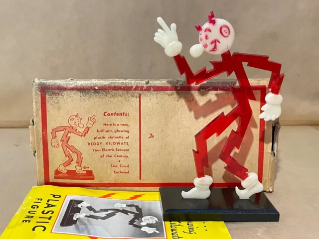 Vintage Reddy Kilowatt Translucent Plastic Figure w/original box 40s 50s