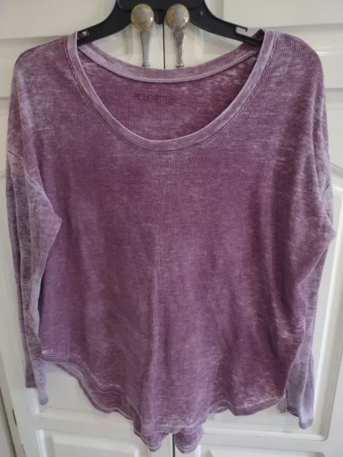 Mouchette Womens Oversized Thermal Burnout T-Shirt, Purple Small