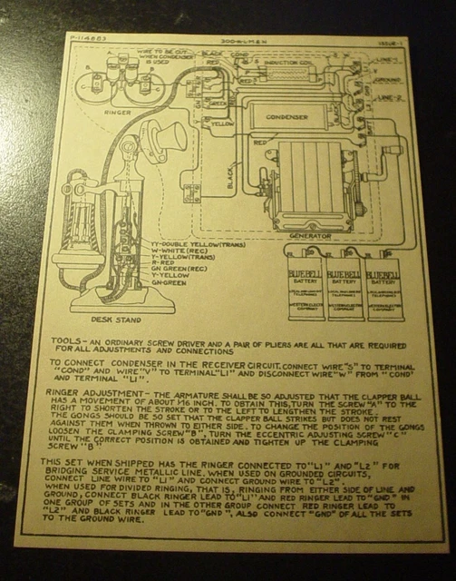 WESTERN ELECTRIC CANDLESTICK Desk Telephone Wiring Schematic Diagram