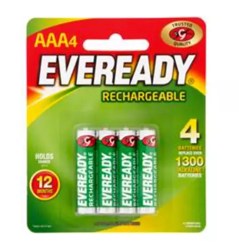 Eveready Rechargeable AAA Batteries 4 Pack