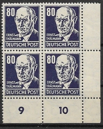 DDR MiNr 339 va XII im Eckrand Viererblock postfrisch ** Ecke 4