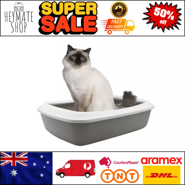 Cat Kitten Litter Tray with Rim Quality Walled Pet Toilet Kitty Pan Box NEW AU