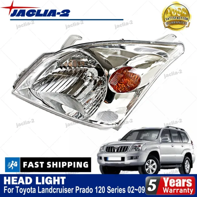 Head light Chrome Lamps For Toyota Landcruiser Prado 120 Series 02~09 Left Side