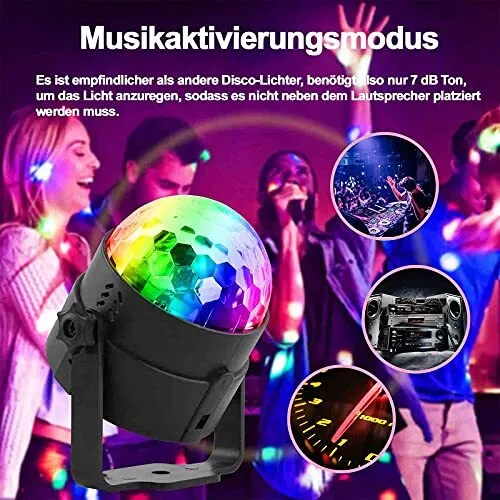 Luci Discoteca LED SEBRUANC mini sound attivato palla da discoteca 360 ° Ruot... 2