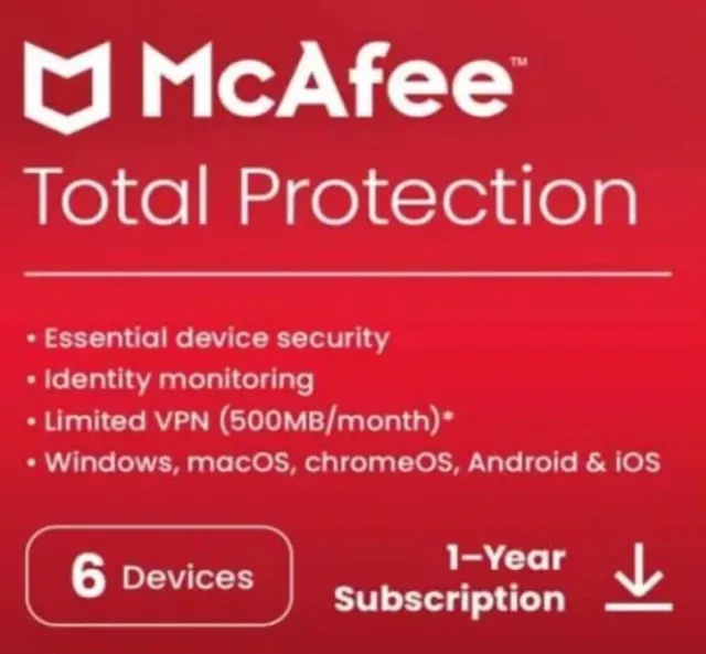 Mcafee Total Protection 2024 For 6 Devices 12 Month License Brand New Genuine