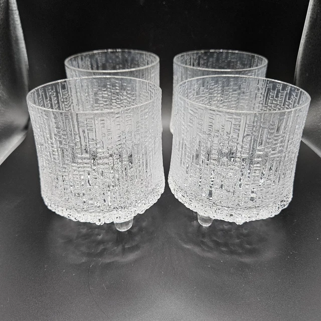 Iittala Finland Ultima Thule Tapio Wikkala 3.5" On the Rocks Glass Tumbler Set 4