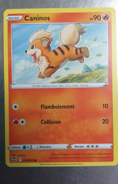 Pokemon Caninos 019/195 Silver Storm Card, Booster Out, French