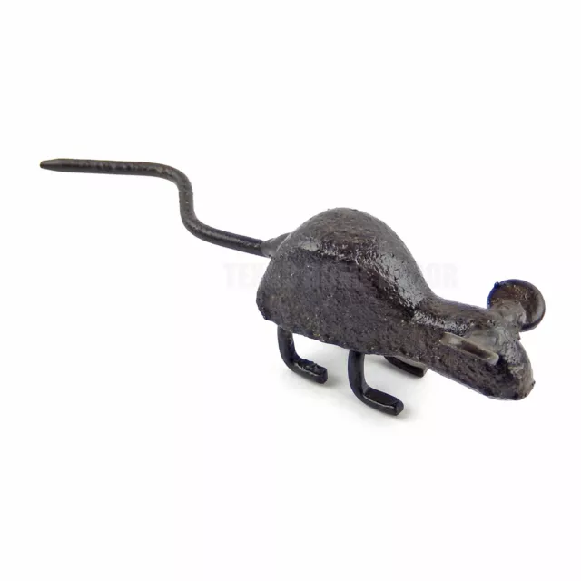 Little Tiny Mouse Figurine Cast Iron Miniature Paperweight Rustic Brown Finish