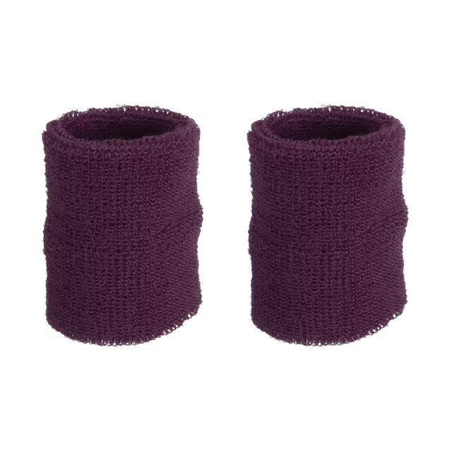 2Pcs 8x10cm Sport Wristbands Cotton Athletic Sweatband Dark Purple