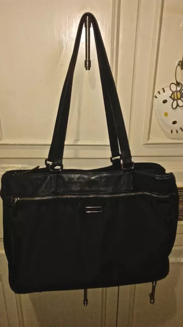 Designer TUMI Black Nylon Leather Soft Business Briefcase Satchel Tote Bag