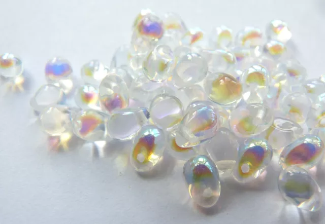 60 x 6/4MM GENUINE CZECH GLASS MINI TEARDROP DROP BEADS - CHOICE OF COLOURS