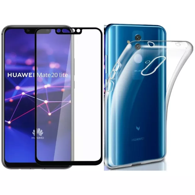 For HUAWEI MATE 20 LITE TEMPERED GLASS SCREEN PROTECTOR + CLEAR TPU CASE COVER