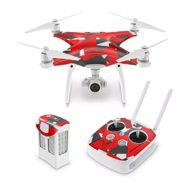 DJI Phantom 3 4 Pro Aufkleber Skin Vinyl  + Akku Skins Folie Wrap Signal rot