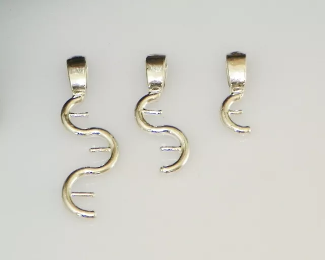 Single, Double, or Triple Pearl / Bead Sterling Silver Pendant Setting