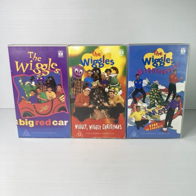 The Wiggles 3x VHS Video Tape Bulk Lot ABC Big Red Car, Wigglydance, Christmas