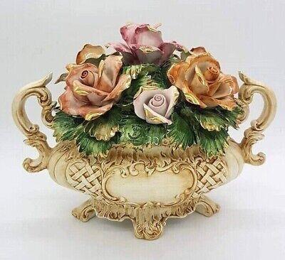 Fiocco di Fiori Porcellana Fine Di Capodimonte Originale Arte Made in Italy 