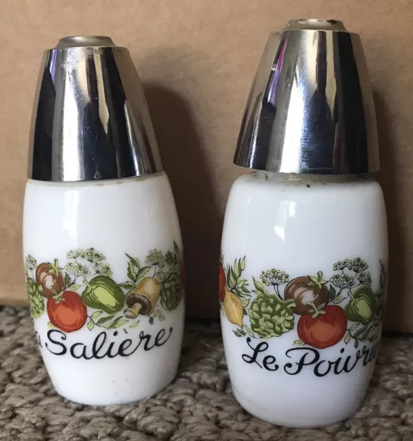 Corelle Corning Gemco Spice of Life Salt & Pepper Shakers La Saliere Le Poivrier