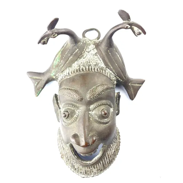 Antique Bamun  Bronze Mask AMAZING Cameroon African Art