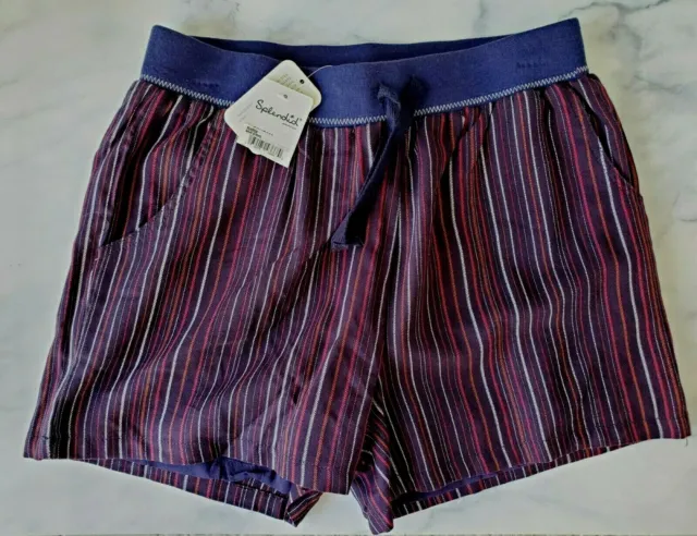 SPLENDID Junior's Navy & Red Pin Stripe Cotton Shorts Elastic Waist SZ 14 *NWT*