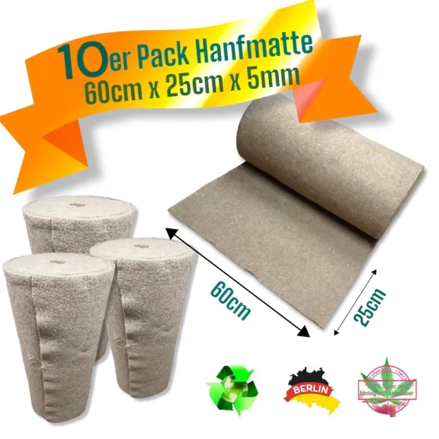 10er Pack Hanfmatte für Nager, Hase, Stall, Kaninchen, Käfig 60cmx25cmx5mm