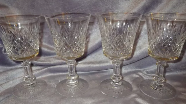 Elegant Cut Crystal Wine Water Glasses Stems column stem decorated foot 4 10oz