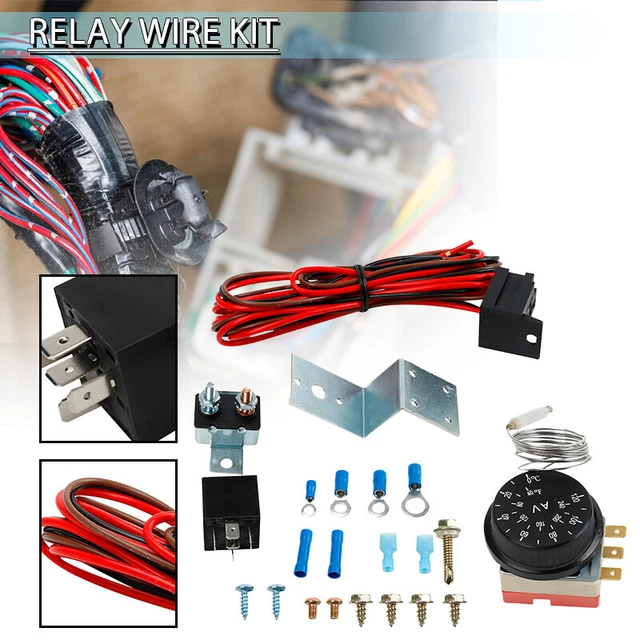 ADJUSTABLE ELECTRIC 12V Radiator Fan Thermostat Control Relay Wire Kit