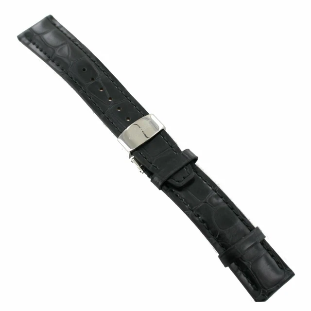 Bracelet En Cuir Noir Ingersoll 1892 - Largeur 22mm, Fermoir Papillon Rose, Neuf Avec étiquettes
