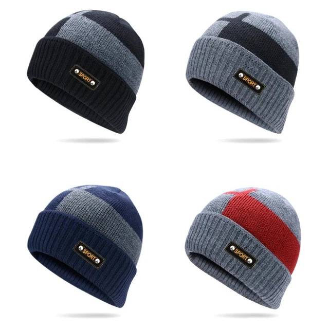 Gorro de invierno Bufanda Conjunto de punto cálido Cuello Grueso Forro polar