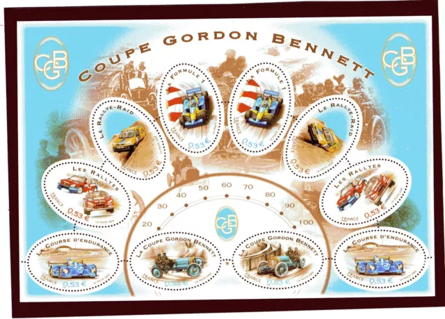 86 de 2005 - Feuillet de 10 timbres neuf ** Coupe AUTOMOBILE GORDON BENNETT