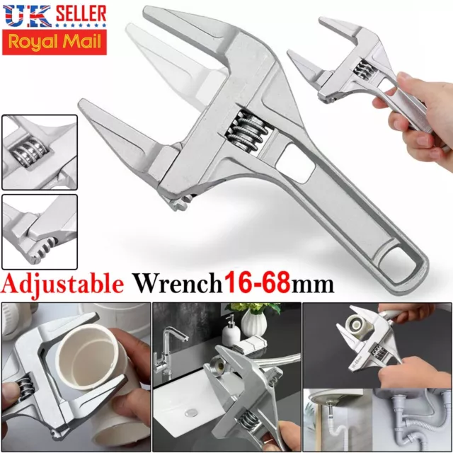 16-68mm Adjustable Large Spanner Wrench Opening Bathroom Nut Key DIY Hand Tool..