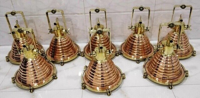 Copper & Brass Fox Cargo Pendant Ship Light Set of 8