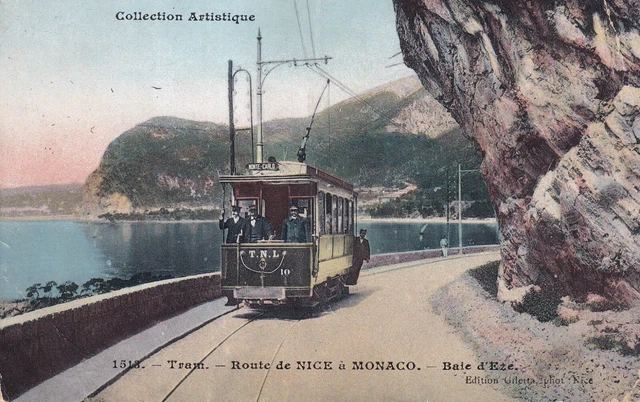 Antique postcard EZE la bay tramway Nice Monaco ed Giletta written