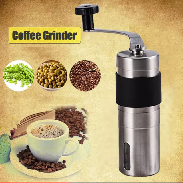 Portable Manual Coffee Grinder Bean Stainless Steel with Ceramic Burr Hand Crank